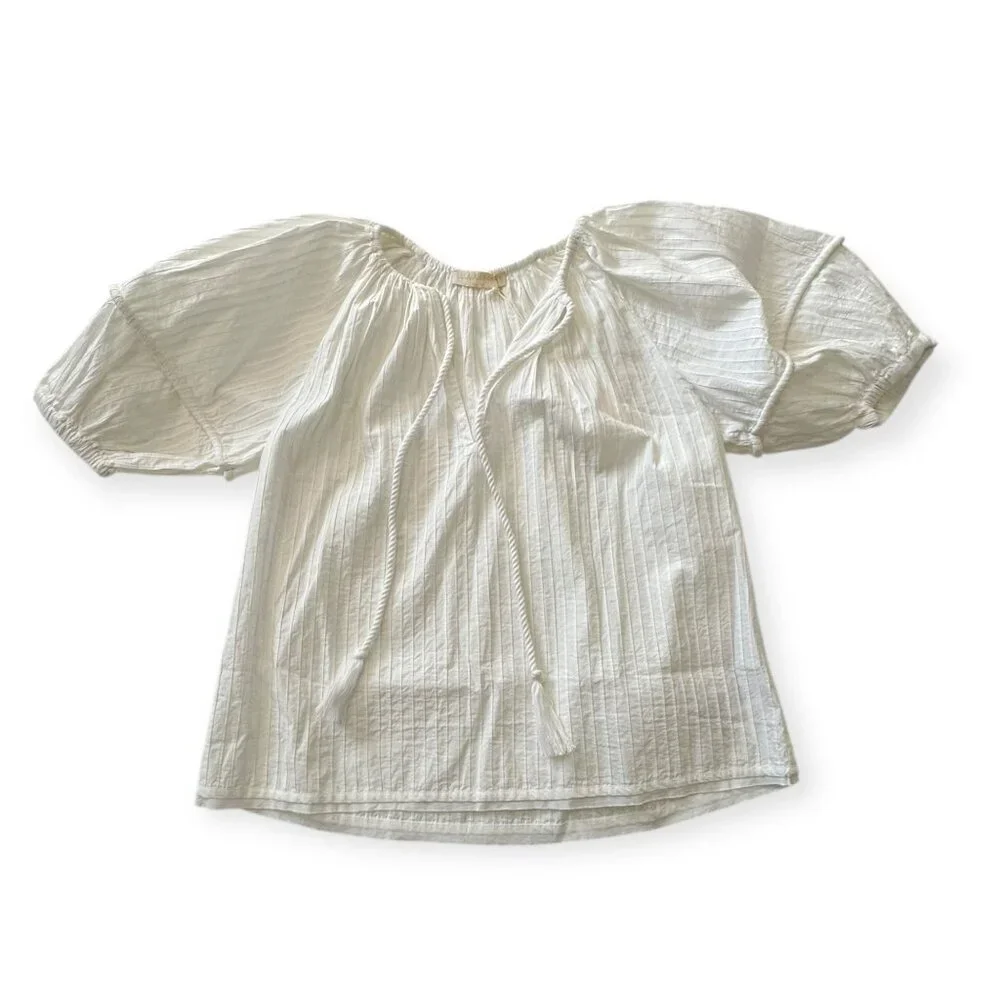 Ulla Johnson White‎ Cotton Laurenza Blouse, puff sleeves, Size 0, New with Tag